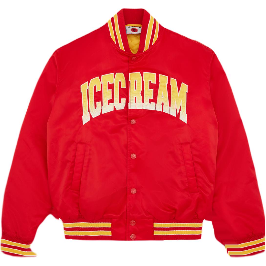 Ice Cream ICECREAM SS24 Satin Varsity Bomber Jacket Red Unisex IC23403-RED