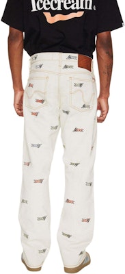 아이스크림 SS24 화이트 프린트 스트레이트핏 포켓 캐주얼 팬츠 유니섹스. 441-2102-ANTIQUE Lookbook 아이스크림 SS24 화이트 프린트 스트레이트핏 포켓 캐주얼 팬츠 유니섹스. 441-2102-ANTIQUE