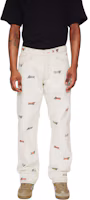 Shop Ice Cream ICECREAM SS24 White Printed Straight-Leg Pocket Casual Pants Unisex. 441-2102-ANTIQUE