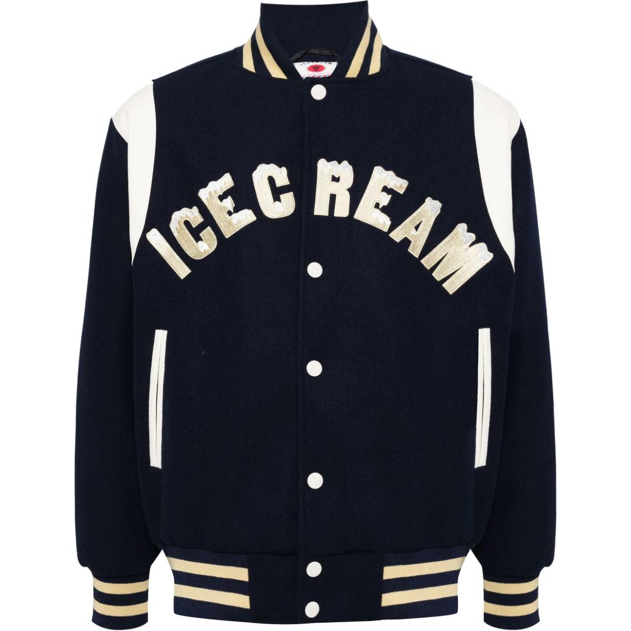 Ice Cream ICECREAM Striped Logo Single-Breasted Navy Long Sleeve Jacket for Men IC24301-NAVY