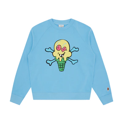 ICECREAM FW24 Early Fall Blue Crewneck Sweatshirt Unisex Ice Cream Pattern IC24223-BLUE