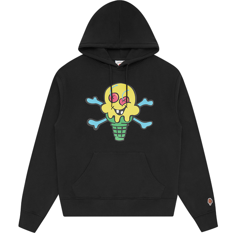 ICECREAM FW24 Early Fall Hoodie Black Unisex with Ice Cream Pattern Design IC24226-BLACK
