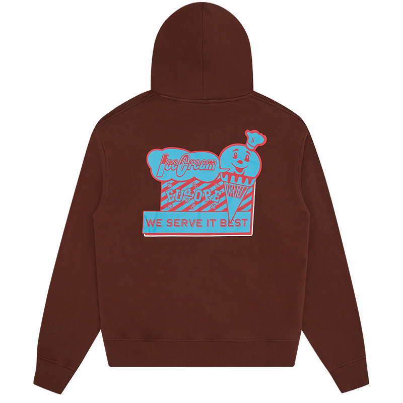 ICECREAM FW24 Ice Cream Cone Logo Brown Hoodie Unisex Fall Collection IC24230-BROWN