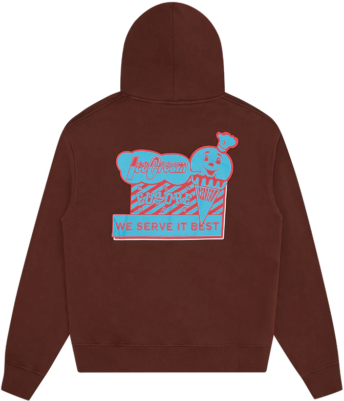 icecream-fw-24-ice-cream-cone-logo-brown-hoodie-unisex-fall-collection-ic-24230-brown