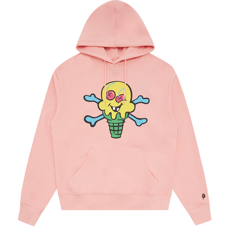 ICECREAM FW24 Pink Hoodie with Ice Cream Design Unisex Long Sleeve Sweatshirt IC24226-PINK