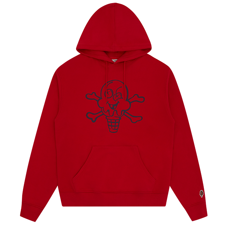 ICECREAM SS24 Red Hoodie with Ice Cream Graphic and Kangaroo Pocket Unisex IC24124-RED