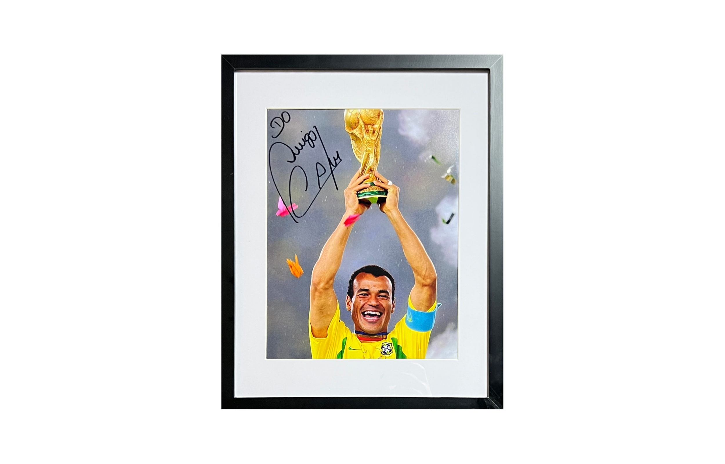 ICONS Memorabilia Cafu Signed "2002 World Cup Champion" Photo with COA - Framed 38.6x48.6cm I1479