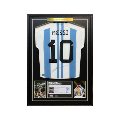 ICONS Memorabilia Lionel Messi Signed Argentina 2-Star Jersey with Frame & Certificate. JK9289667 Buy ICONS Memorabilia Lionel Messi Signed Argentina 2-Star Jersey with Frame & Certificate. JK9289667