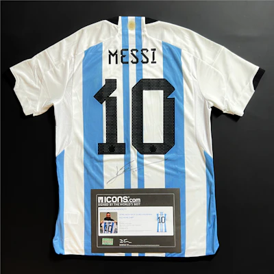 ICONS Memorabilia Lionel Messi Signed Argentina 2022 Home Jersey with COA - 2 Star Edition. I2553 Buy ICONS Memorabilia Lionel Messi Signed Argentina 2022 Home Jersey with COA - 2 Star Edition. I2553