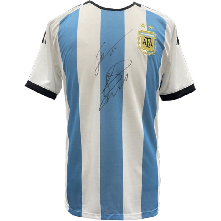 ICONS Memorabilia Messi & Scaloni Signed Argentina 2-Star 2022 World Cup Jersey Collectible. 14783879