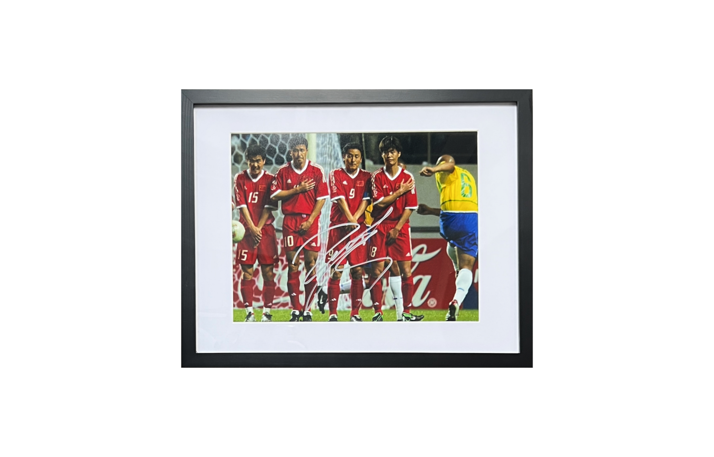 ICONS Memorabilia Signed "2002 World Cup Brazil vs China" Photo by Carlos with COA. I1972