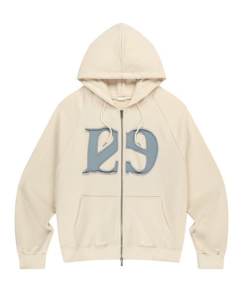 Shop ILIGO 129 徽標貼布連帽拉鍊外套 奶油色 24AWOUT09CR