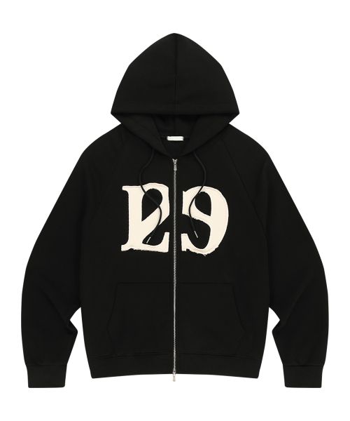 Shop ILIGO 129 徽標拉鏈連帽衫 黑色 24AWOUT09BK