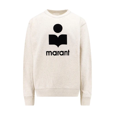 ISABEL MARANT Beige Crewneck Sweatshirt with Letter Logo Print. SW0029HAB1M18H-23EC