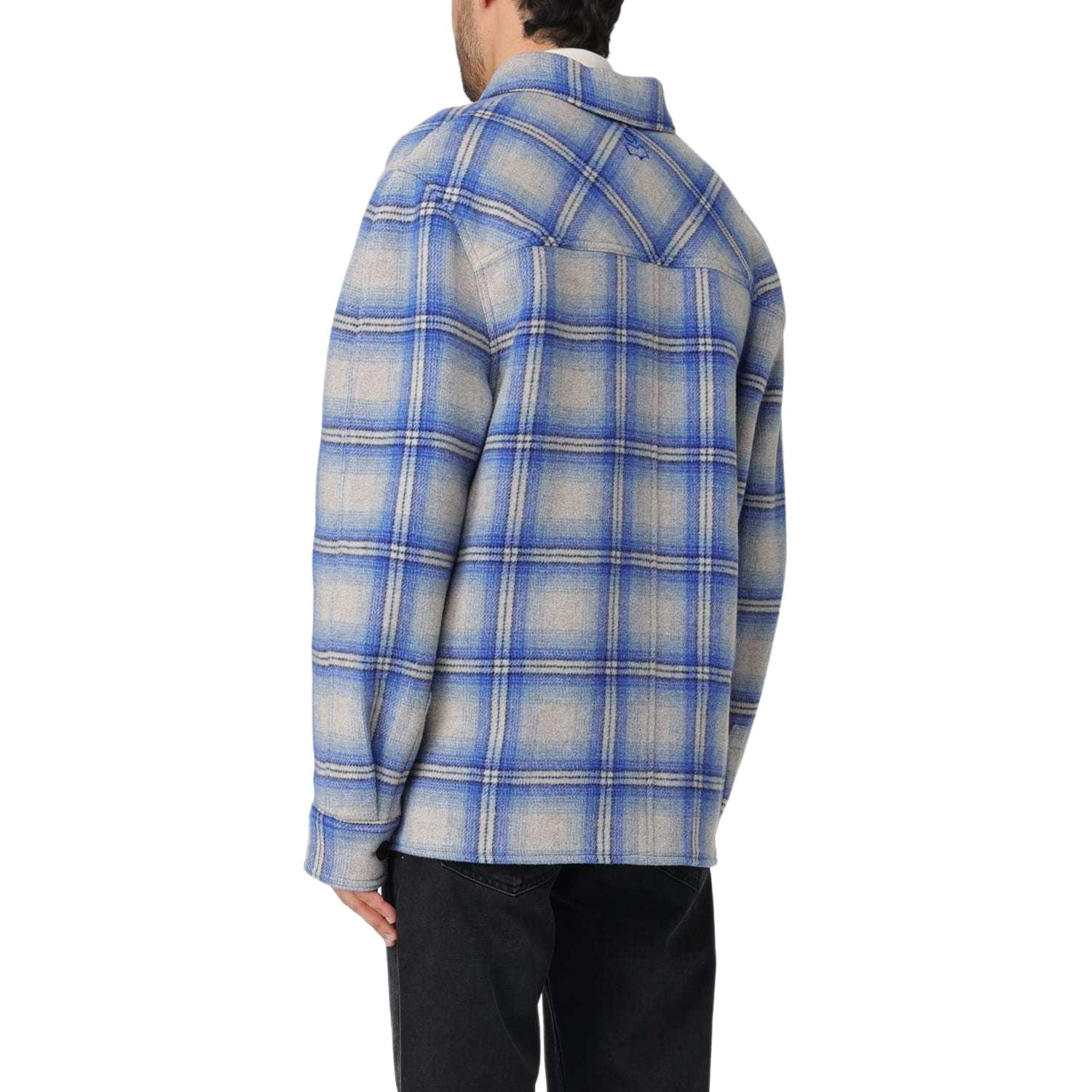 Shop ISABEL MARANT Kemeja Lengan Panjang Kotak-Kotak Biru. VE0052HBB1C02H-30BU