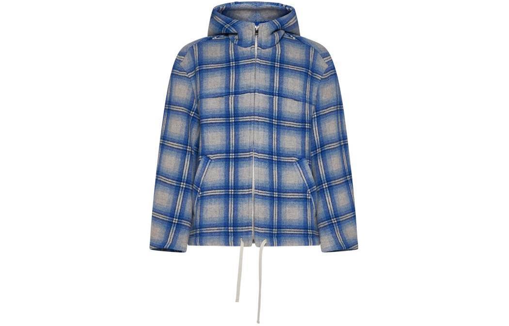 ISABEL MARANT  Blue Plaid Print Hooded Zip-Up Jacket MA0069HBB1C02H-30BU