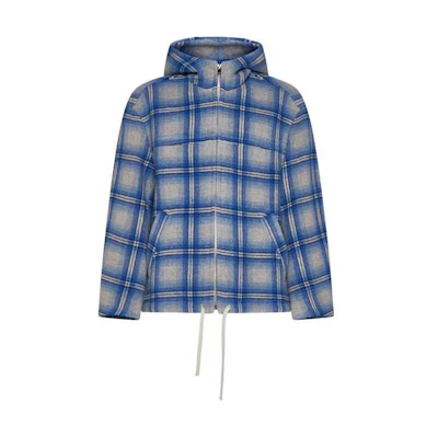 ISABEL MARANT Blue Plaid Print Hooded Zip-Up Jacket MA0069HBB1C02H-30BU