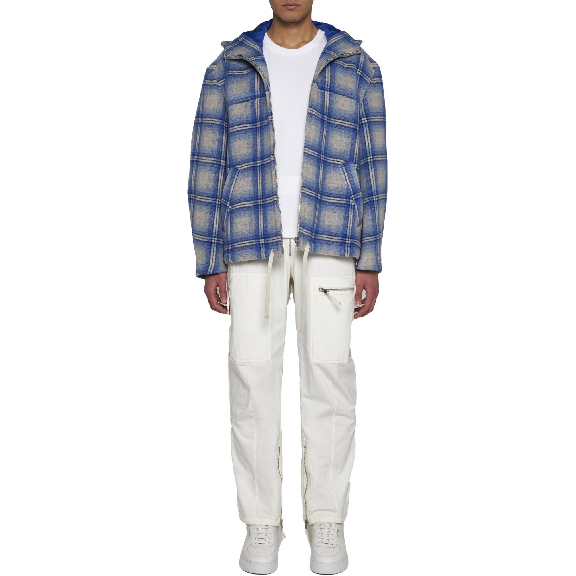 Lookbook イザベルマラン ブルーチェック柄フード付きジップアップジャケット MA0069HBB1C02H-30BU
