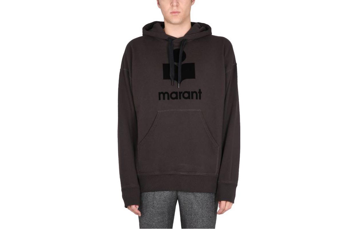ISABEL MARANT ÉTOILE SS23 Brown Logo Print Pullover Hoodie Long Sleeve SW0027A1M05H-02FK