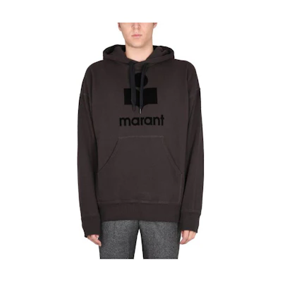 ISABEL MARANT ÉTOILE SS23 Brown Logo Print Pullover Hoodie Long Sleeve SW0027A1M05H-02FK