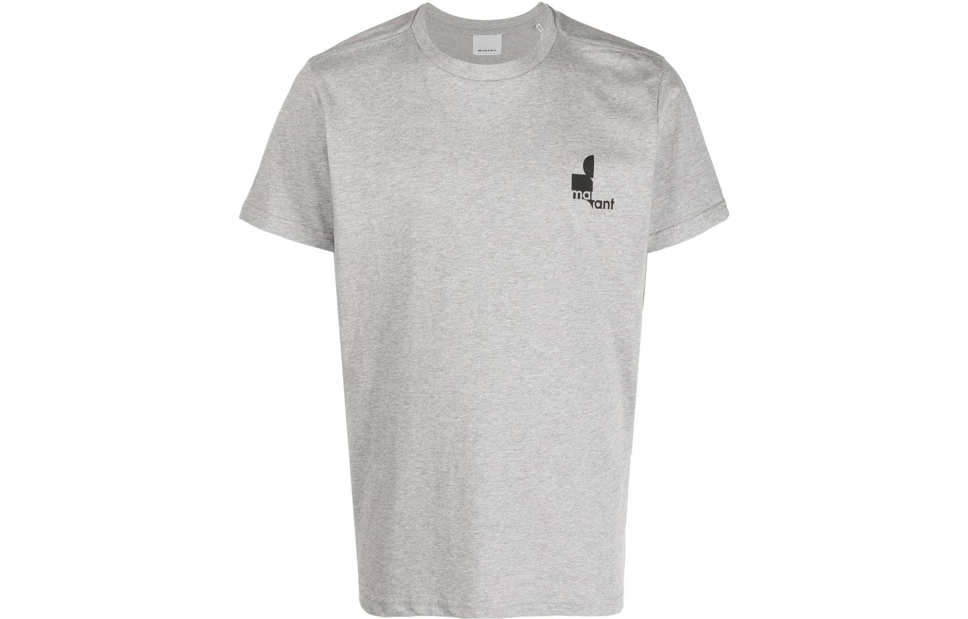 ISABEL MARANT ÉTOILE SS23 Grey Logo Print Crewneck T-Shirt Men TS0047HAA1N09H-02LY