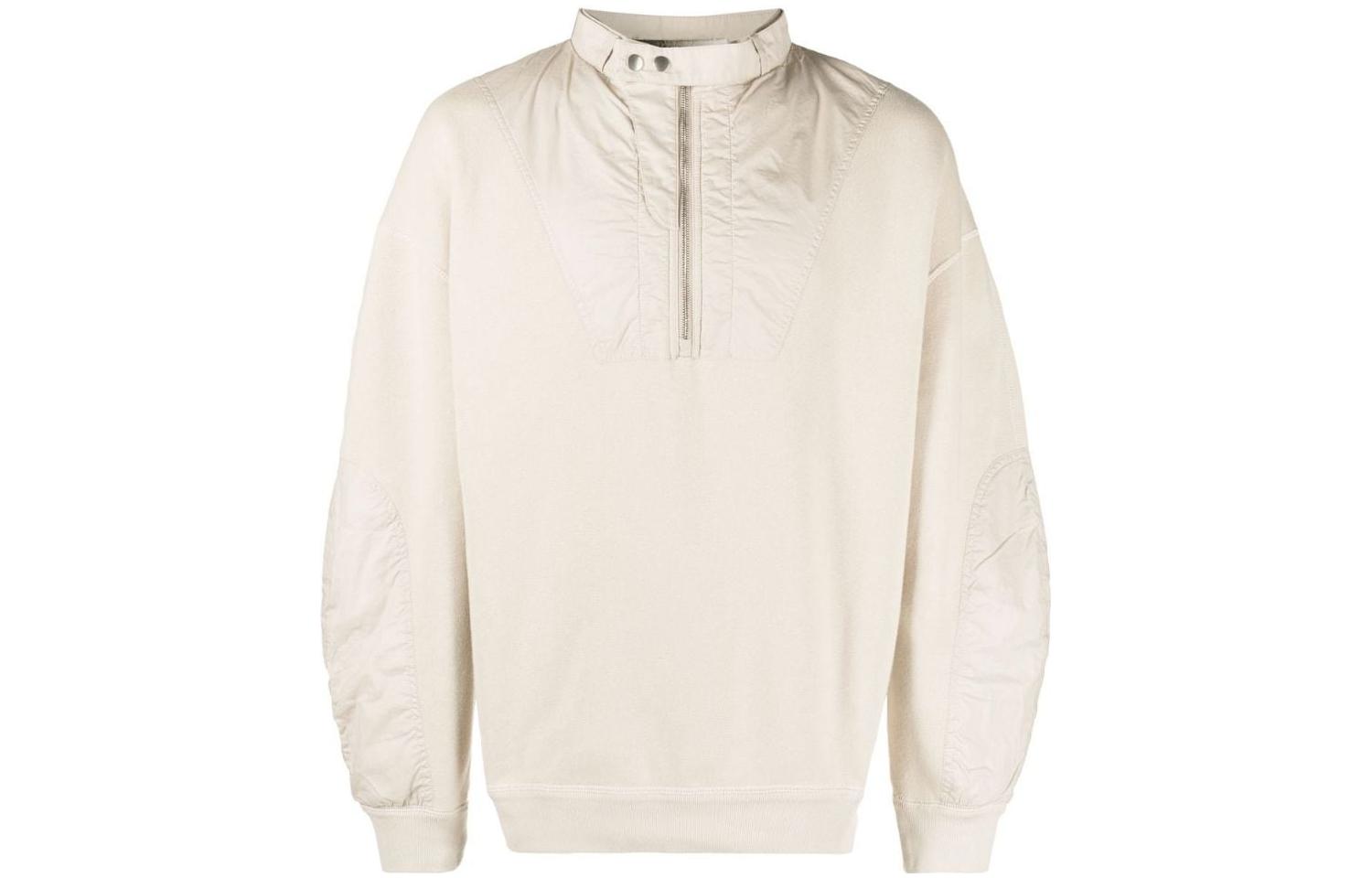 ISABEL MARANT Beige Half-Zip Mock Neck Sweatshirt SW036722H013HECRU