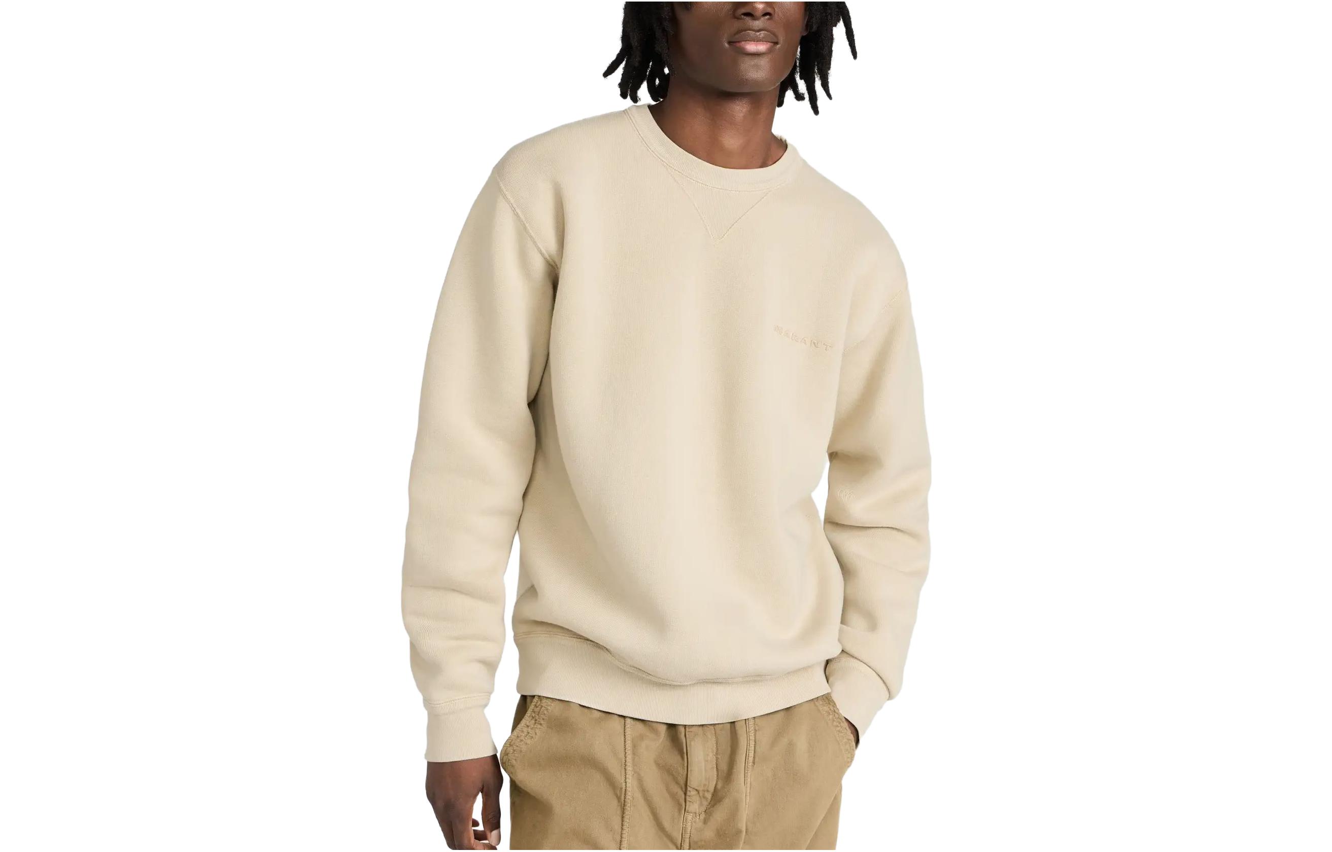 ISABEL MARANT Beige Logo Print Crewneck Long Sleeve Sweatshirt SW0056HBA4M01H-23EC