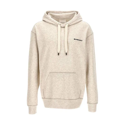 ISABEL MARANT Beige Pullover Hoodie with Logo Print 23ESW0055HAA2M35H-23EC