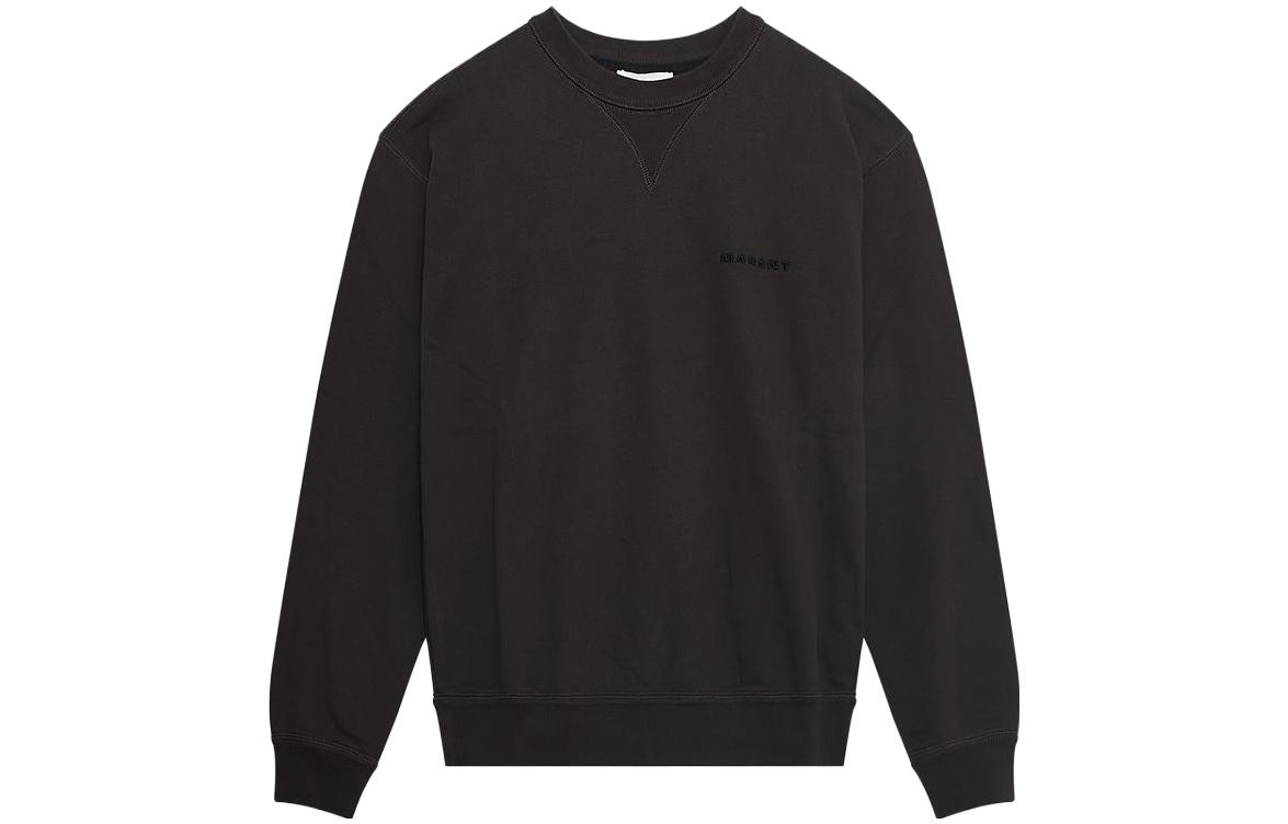 ISABEL MARANT Black Crewneck Sweatshirt with Letter Print SW0056HBA4M01H-02FK