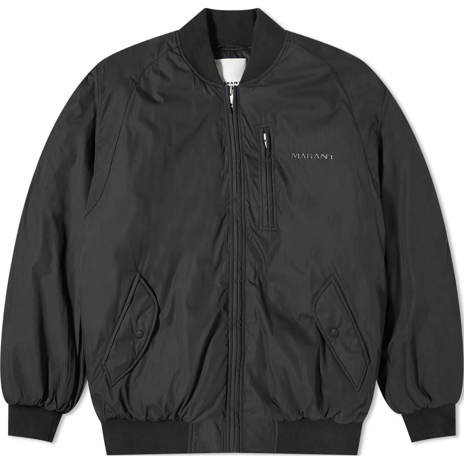 ISABEL MARANT Black Embroidered Logo Baseball Collar Jacket PVE0249HAB1D03H-02FK