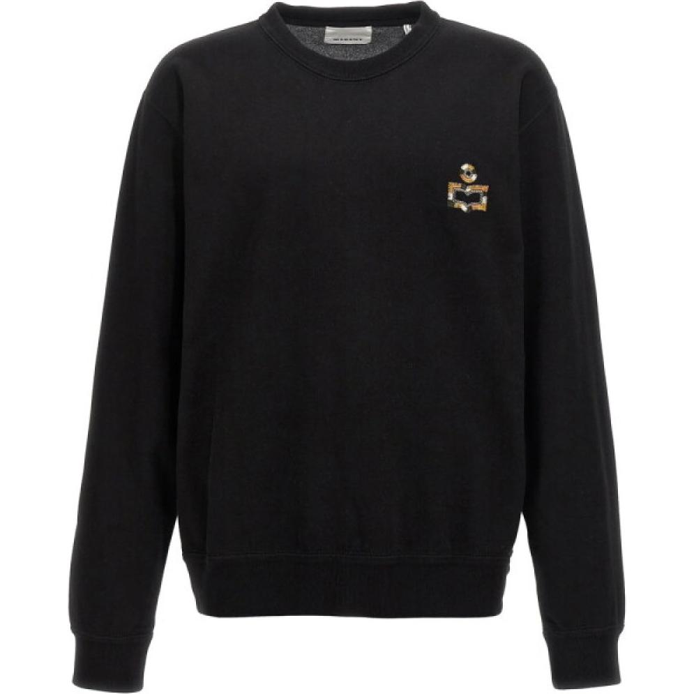ISABEL MARANT Black Embroidered Logo Crewneck Sweatshirt 24ASW0048HA-B3M05H-02FK