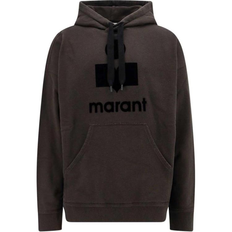 ISABEL MARANT Black Hoodie with Letter Print and Long Sleeves SW0027HAB1M18H-02FK