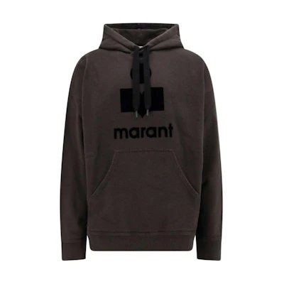 ISABEL MARANT Black Hoodie with Letter Print and Long Sleeves SW0027HAB1M18H-02FK