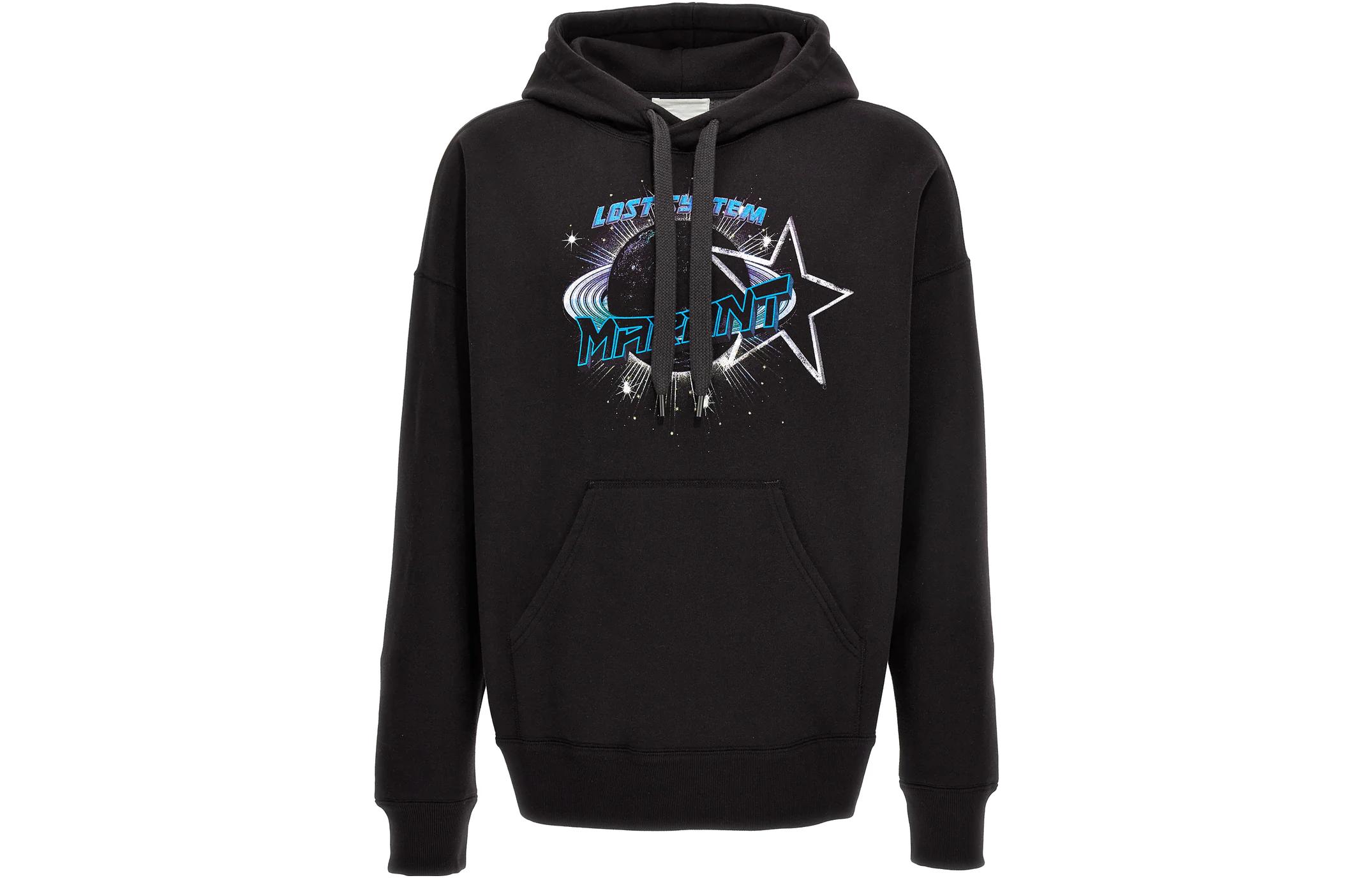 ISABEL MARANT Black Hoodie with Letter Print and Long Sleeves 23ASW0027HAA3M55H0-2FK