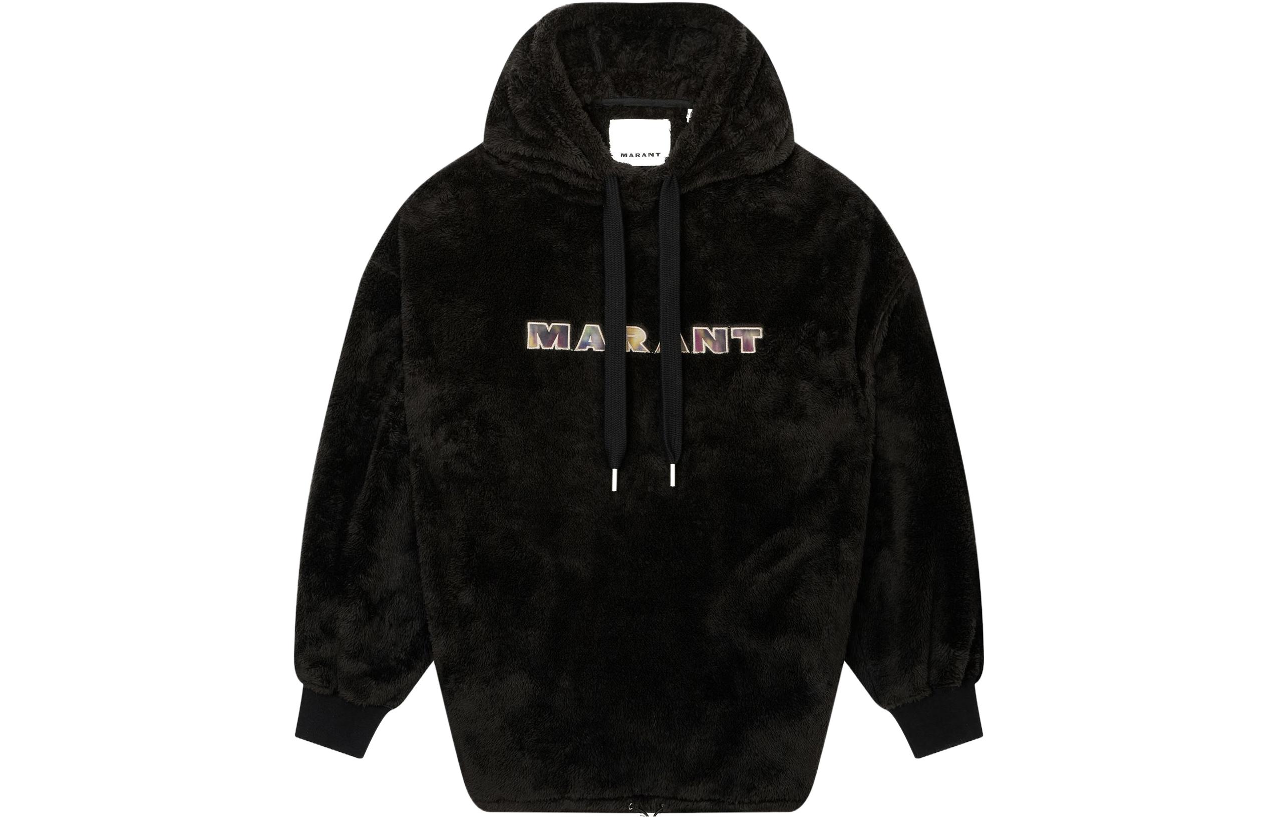 ISABEL MARANT Black Letter Logo Cozy Hoodie Pullover SW0104HAB1M06H01BK