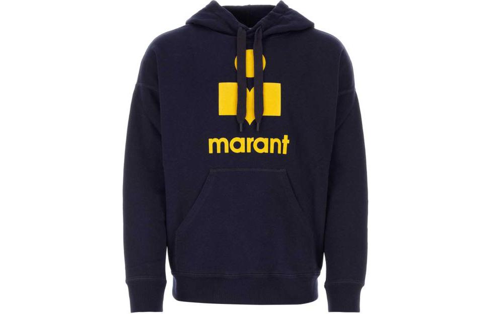 ISABEL MARANT Black Letter Logo Pullover Hoodie Long Sleeve SW0027HAB1M18H-NVYW