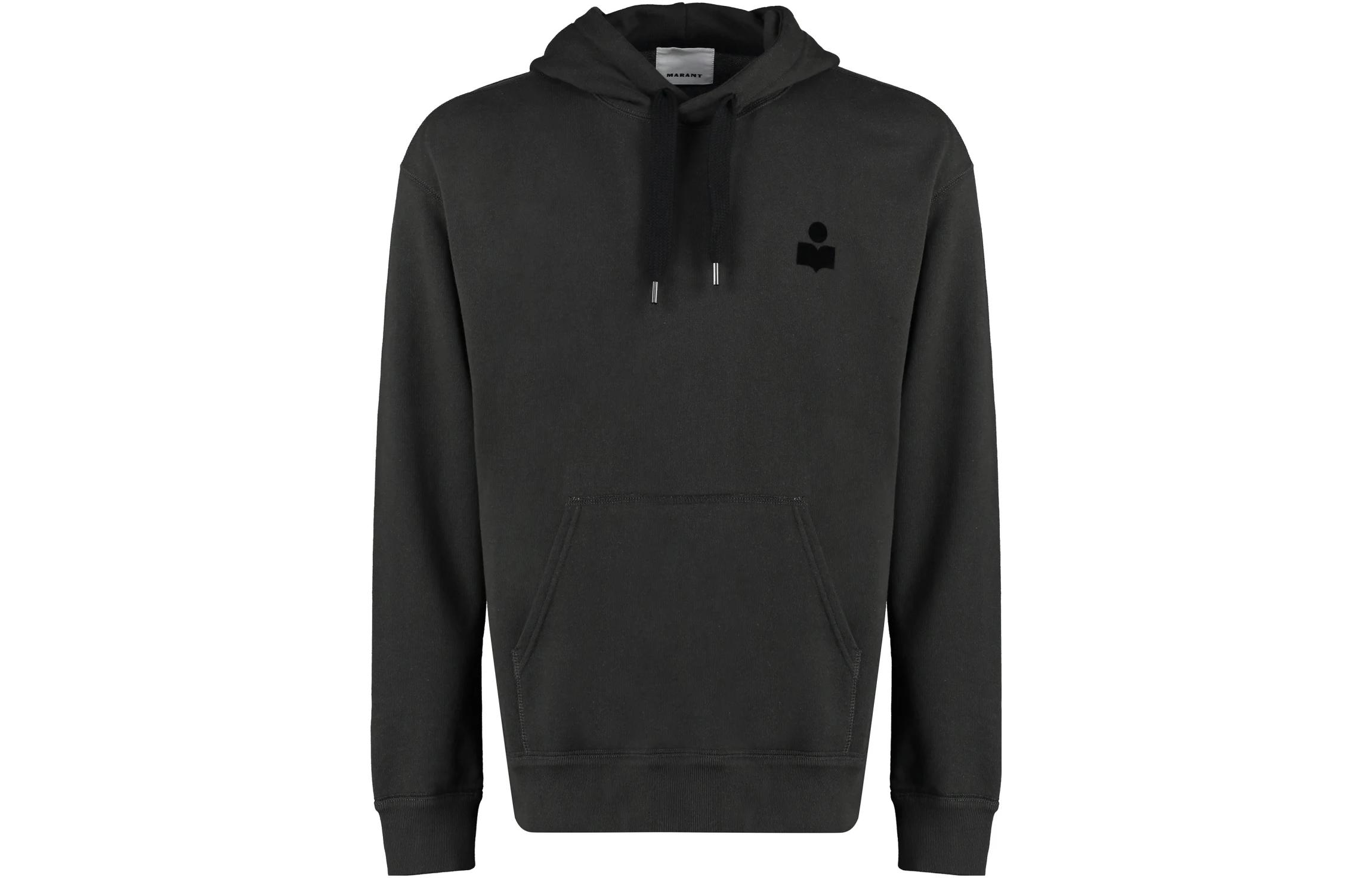 ISABEL MARANT Black Logo Print Pullover Hoodie 23ASW0050HAA1M05H02FK