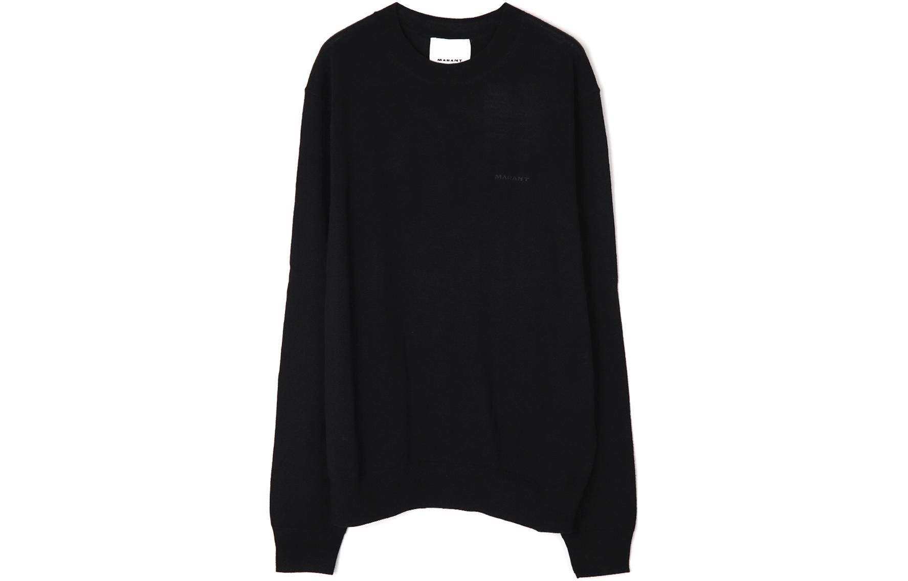 ISABEL MARANT Black Oversized Logo Print Crewneck Sweatshirt PU0228HA-A1L79H-01BK