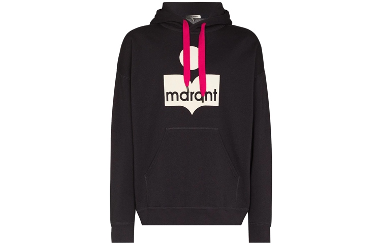 ISABEL MARANT Black Printed Cotton Casual Hoodie SW005521A031H