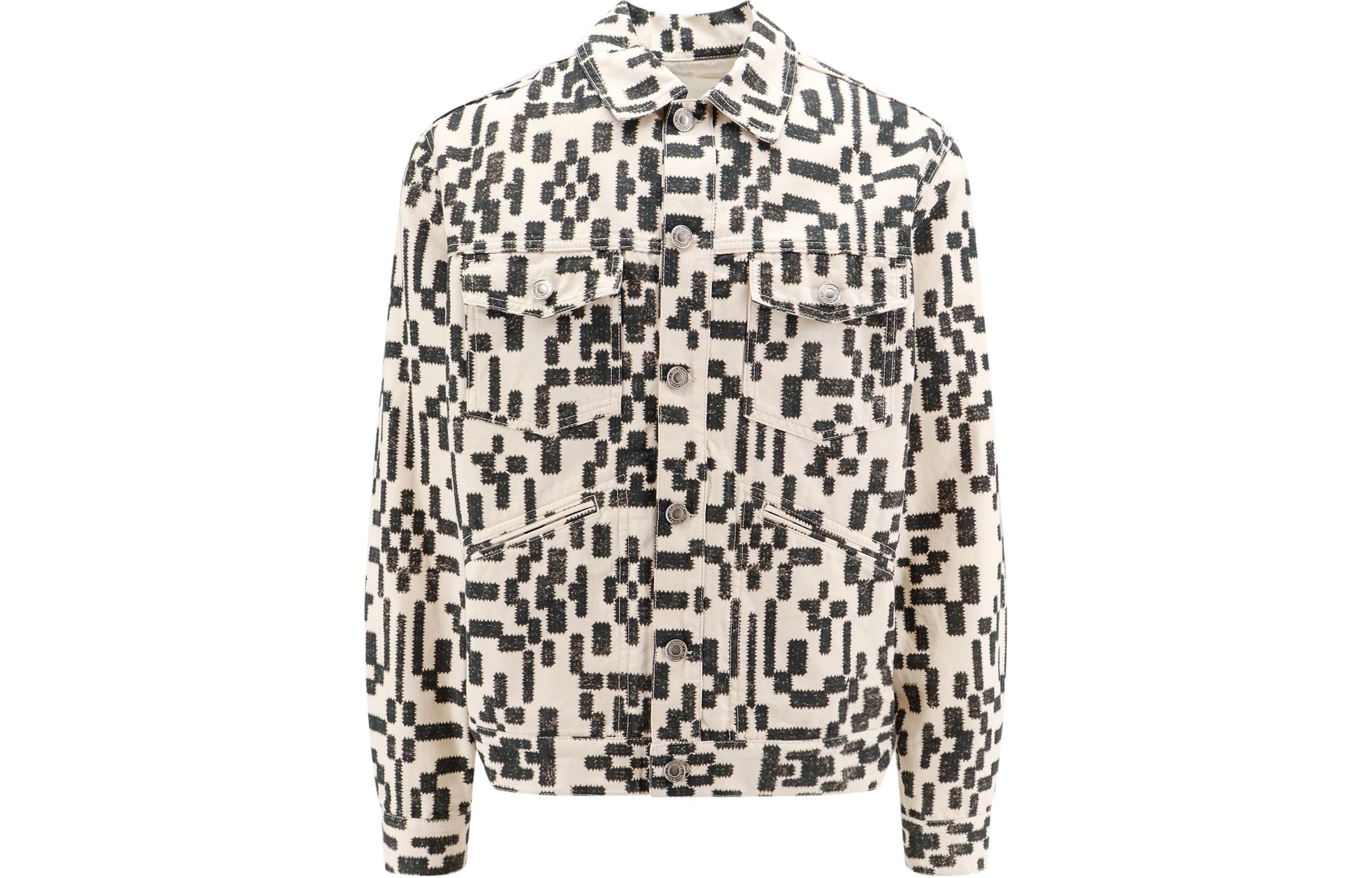 ISABEL MARANT Black Printed Square Neck Long Sleeve Jacket VE0061HCB1C06H-01BK