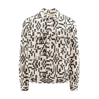 ISABEL MARANT Black Printed Square Neck Long Sleeve Jacket VE0061HCB1C06H-01BK