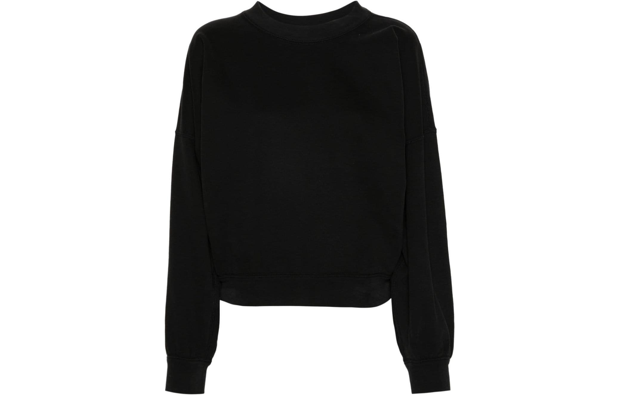 ISABEL MARANT Black Textured Knit Crewneck Drop-Shoulder Sweatshirt SW0083FAB1M05E-BLACK