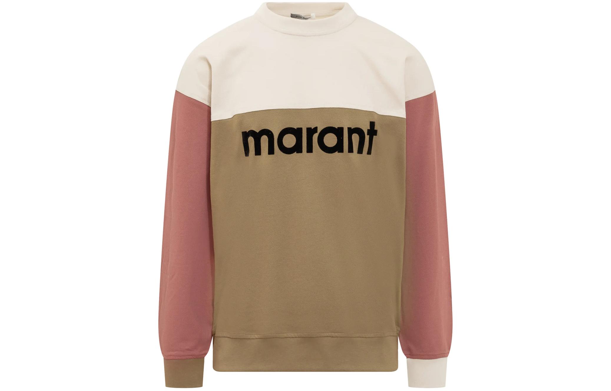 ISABEL MARANT Brown Colorblock Logo Crewneck Sweatshirt Long Sleeve 22ASW0279-22A053H-67KI