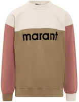 ISABEL MARANT Brown Colorblock Logo Crewneck Sweatshirt Long Sleeve 22ASW0279-22A053H-67KI ISABEL MARANT Brown Colorblock Logo Crewneck Sweatshirt Long Sleeve 22ASW0279-22A053H-67KI