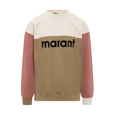 ISABEL MARANT Brown Colorblock Logo Crewneck Sweatshirt Long Sleeve 22ASW0279-22A053H-67KI