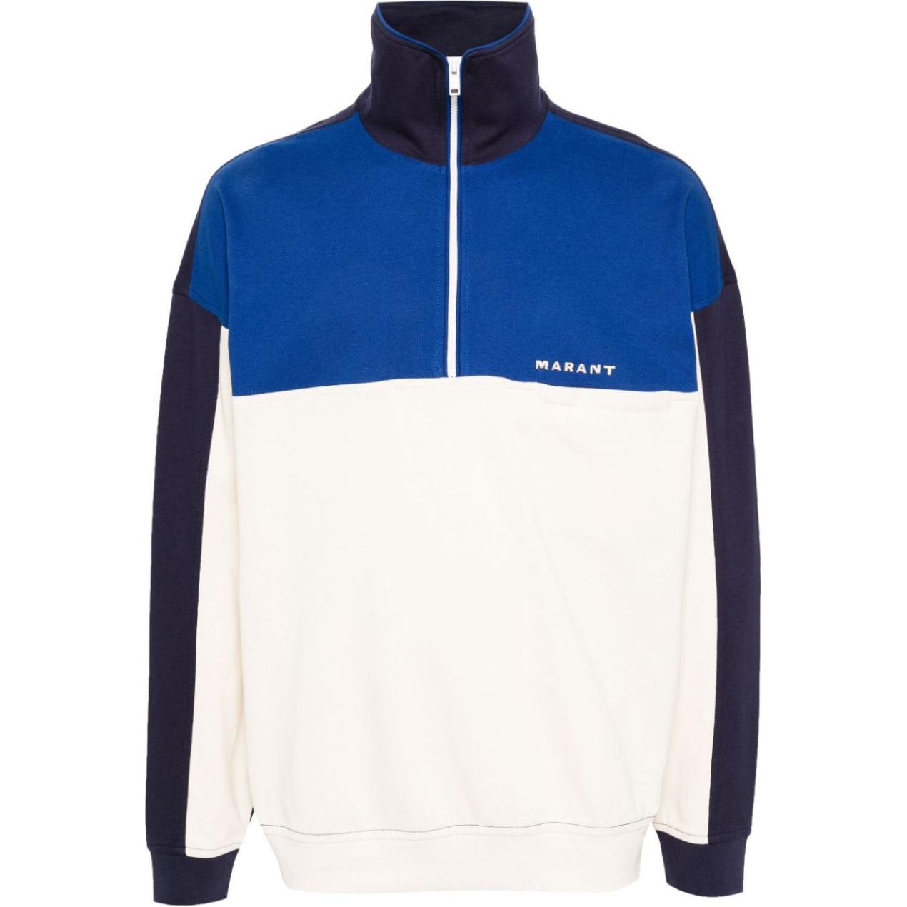 ISABEL MARANT Colorblock High-Neck Oversized Sweatshirt Navy Blue Mens SW0072HAB3M13H-BLUE