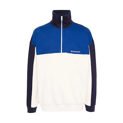 ISABEL MARANT Colorblock High-Neck Oversized Sweatshirt Navy Blue Mens SW0072HAB3M13H-BLUE