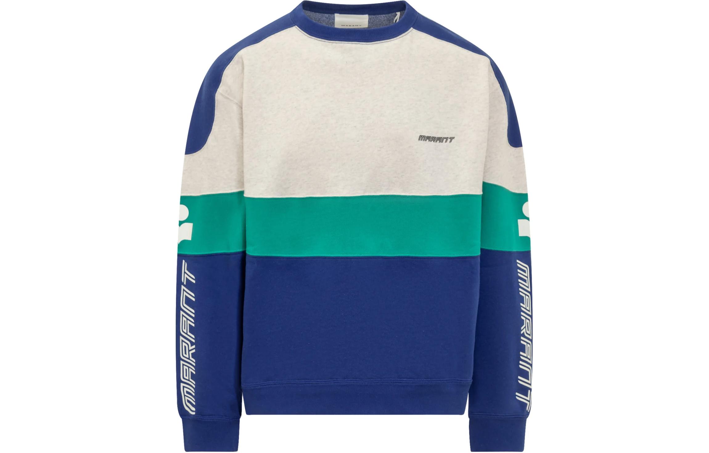 ISABEL MARANT Colorblock Letter Print Crewneck Sweatshirt Blue - 24PSW0087HAB1M02H-30BU