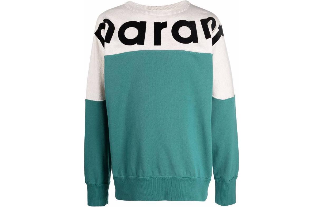 ISABEL MARANT Colorblock Letter Print Long Sleeve Sweatshirt Green Men SW025921A036H-60MN