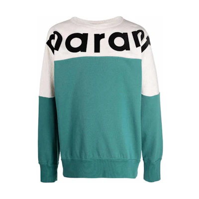 ISABEL MARANT Colorblock Letter Print Long Sleeve Sweatshirt Green Men SW025921A036H-60MN